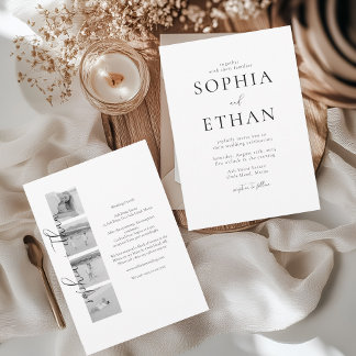Eleganter Foto-Streifen auf einer Hochzeit Einladung