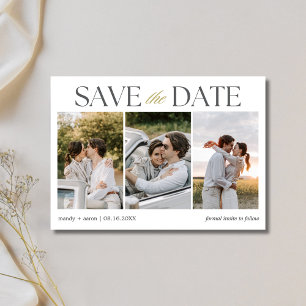 Eleganter Foto-Streifen Hochzeit Save The Date