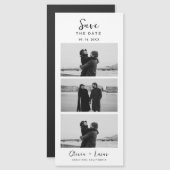 Eleganter Foto-Streifen MagnetHochzeit Magnetkarte (Vorne/Hinten)