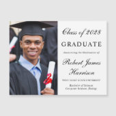 Eleganter Foto Uni-Abschluss Magnetkarte Magneteinladung (Vorderseite)