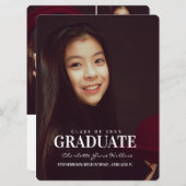 Eleganter FotoCollage White Typografy Abschluss Einladung (Vorne/Hinten)