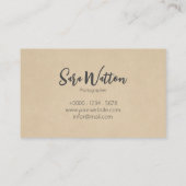 Eleganter Fotograf Einfaches braunes Muster Visitenkarte (Rückseite)