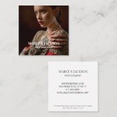 Eleganter Fotograf White Typografy on Foto Quadratische Visitenkarte (Vorne/Hinten)