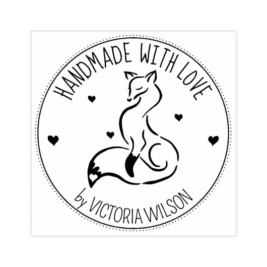 Eleganter Fox, handgefertigt mit Liebe, Gummistempel (Prägung)