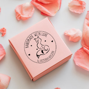 Eleganter Fox, handgefertigt mit Liebe, Gummistempel