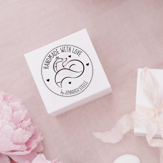 Eleganter Fox, handgefertigt mit Liebe, Gummistempel