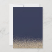 Eleganter Frame Navy Blue Gold Glitzer Hochzeit Save The Date (Rückseite)