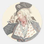 Eleganter Franzose aus dem 18. Jahrhundert mit Mon Runder Aufkleber (Vorderseite)