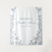 Eleganter französischer blauer Rahmen Bridal Hinte Wandteppich (Vorderseite)