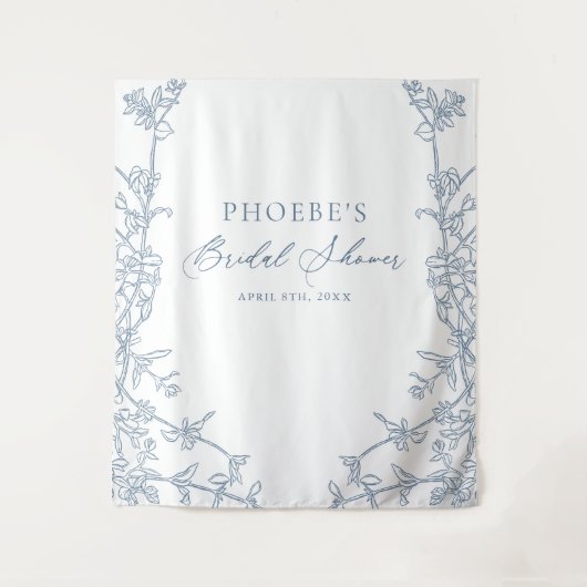 Eleganter französischer blauer Rahmen Bridal Hinte Wandteppich (Vorderseite)