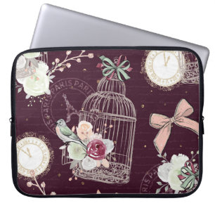 Eleganter französischer Blumen-Vogelkäfig Laptopschutzhülle