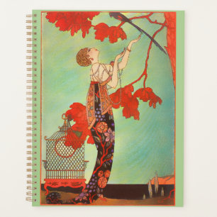 Eleganter französischer Jugendstil Papageien Vogel Planer