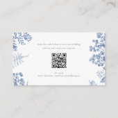 Eleganter französischer QR-Code für Blue Floral We Begleitkarte (Vorderseite)