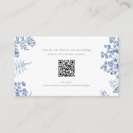 Eleganter französischer QR-Code für Blue Floral We Begleitkarte