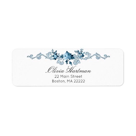 Eleganter französischer Rokoko Blue & White Floral (Vorne)