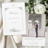 Eleganter französischer Rokoko Dankeskarte