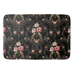 Eleganter französischer Rokoko Floral-Black Hinte Badematte