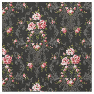 Eleganter französischer Rokoko Floral-Black Hinte Stoff