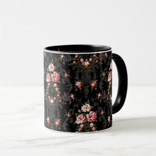 Eleganter französischer Rokoko Floral-Black Hinte Tasse