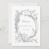 Eleganter französischer Rokoko Floral Dankeskarte (Vorderseite)