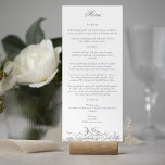 Eleganter französischer Rokoko Floral Menükarte<br><div class="desc">Diese klassische Suite historischer Dekorationen wird durch die Schnitte des französischen Hofmalers Alexis Peyrotte aus dem 18. Jahrhundert inspiriert. Sie sind mit hellgrauen Blätter aus weißem Akanthus,  verzierten Schriftrollen,  Blume und Bäumen geschmückt. Enthält bearbeitbare Textfelder für Ihre Menüoptionen.</div>