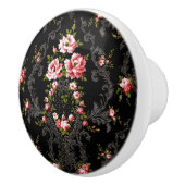 Eleganter französischer Rokoko floral-schwarzer Hi Keramikknauf (Rechts)