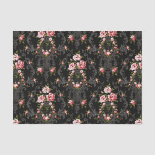 Eleganter französischer Rokoko floral-schwarzer Hi Seidenpapier