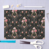 Eleganter französischer Rokoko floral-schwarzer Hi Seidenpapier (Handwerk)