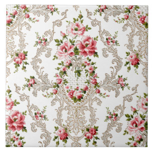 Eleganter französischer Rokoko Floral-White Hinte Fliese