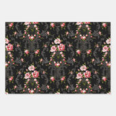 Eleganter französischer Rokoko floralweiß, schwarz Geschenkpapier Set (Vorderseite 2)