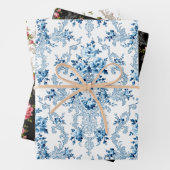 Eleganter französischer Rokoko floralweiß, schwarz Geschenkpapier Set (Beispiel)