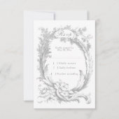 Eleganter französischer Rokoko RSVP Karte (Vorderseite)