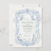 Eleganter französischer Toile Floral cupid Engel W Einladung (Vorderseite)