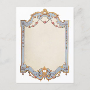 Eleganter französischer Vintage-Rahmen Blaugold-Ro Postkarte