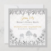 Eleganter Frauentag Geschichte Feier Weiß Einladung (Vorderseite)
