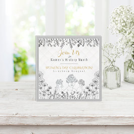 Eleganter Frauentag Geschichte Feier Weiß Einladung
