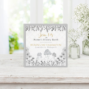 Eleganter Frauentag Geschichte Feier Weiß Einladung