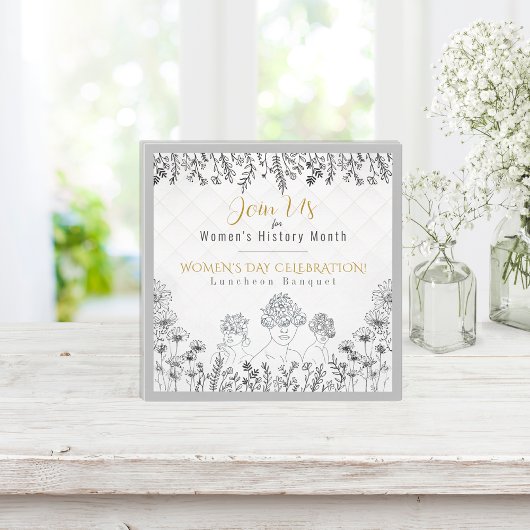 Eleganter Frauentag Geschichte Feier Weiß Einladung
