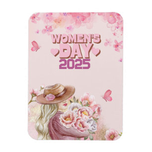 Eleganter Frauentag mit rosa floralem Design Magnet
