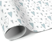 Eleganter French Blue Heart Pattern Baby Boy Geschenkpapier (Rolleneckpunkt)