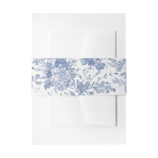 Eleganter French Vintag Blue Floral Jouy Einladungsbanderole (Vorderseite Beispiel)