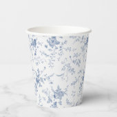 Eleganter French Vintag Blue Floral Jouy Pappbecher (Rückseite)