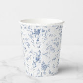 Eleganter French Vintag Blue Floral Jouy Pappbecher (Rechts)