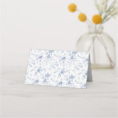 Eleganter French Vintag Blue Floral Jouy Platzkarte (Rückseite)