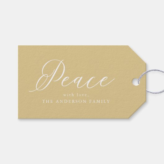 Eleganter Frieden | Goldener Urlaub Geschenkanhänger (Vorderseite (Horizontal))