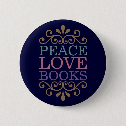 Eleganter Frieden, Liebe, bucht den Knopf (dunkel) Button (Vorderseite)