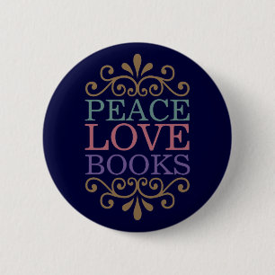 Eleganter Frieden, Liebe, bucht den Knopf (dunkel) Button