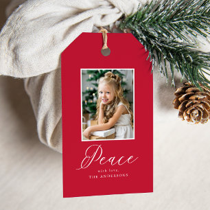 Eleganter Frieden Rotes Feiertagsfoto Geschenkanhänger