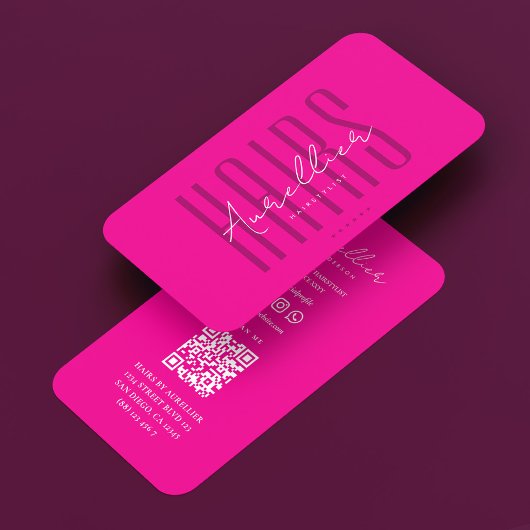 Eleganter Friseur Deep Pink Fuchsia Visitenkarte
