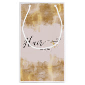 Eleganter Friseur Goldschere Friseurin Rosa Kleine Geschenktüte (Rückseite)